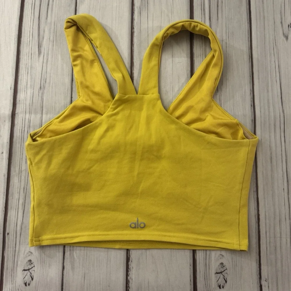 Alo Real Bra Tank Golden Yellow Size‎ Small Women's Workout Activewear Yoga